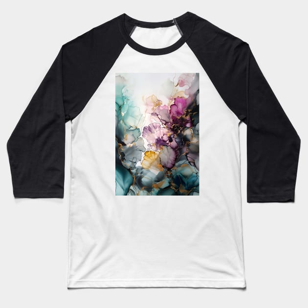 Flower Garden - Abstract Alcohol Ink Art Baseball T-Shirt by inkvestor